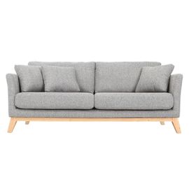 Canapé Scandinave 3 Places Gris Clair Déhoussable Pieds Bois Oslo