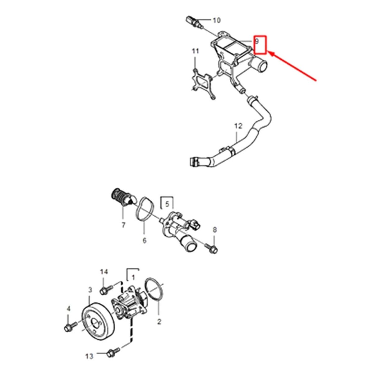 Bride De Liquide De Refroidissement Moteur 4 Cylindres Pour ... - 6