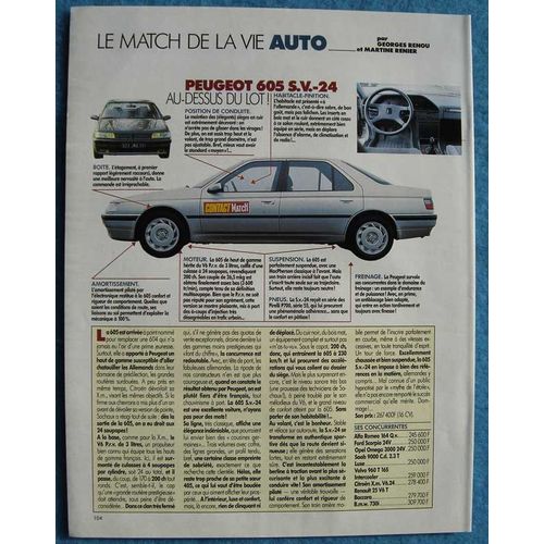 Publicité Papier - Voiture Peugeot 605 S.V. -24 De 1992