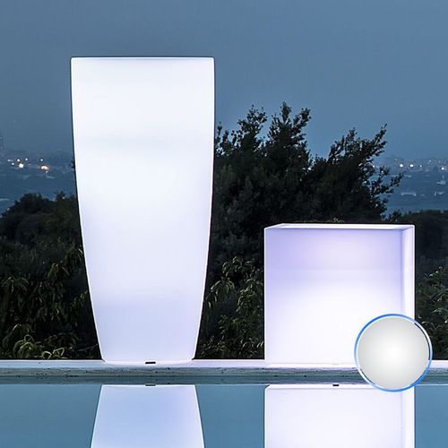 Pot De Fleurs Agave Rond Avec Lampe Blanche H90 Ø 40cm