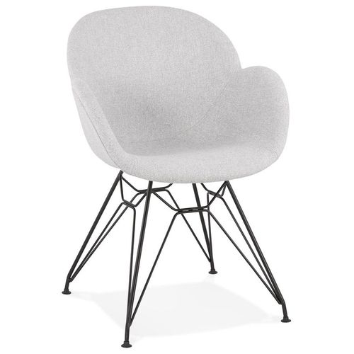Chaise Design 'planet' En Tissu Gris Clair Avec Pieds En Métal Noir