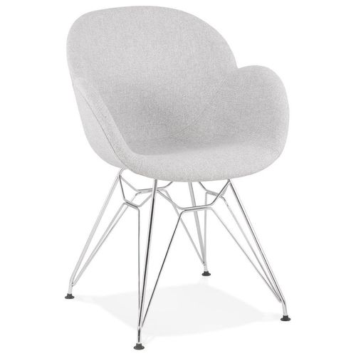 Chaise Moderne 'origami' En Tissu Gris Clair Avec Pieds En Métal Chromé