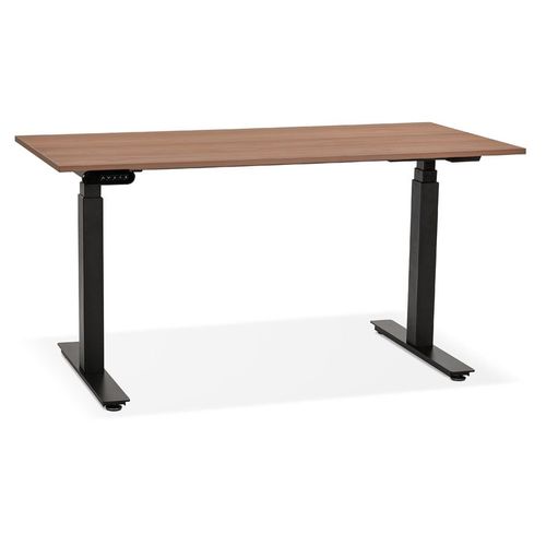 Bureau Assis Debout Électrique 'tronik' Noir Avec Plateau En Bois Finition Noyer - 140x70 Cm