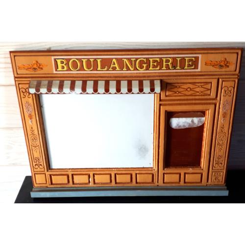 Tableau blanc dans un cadre en bois décoré comme une façade de Boulangerie - espace pour coller un bloc-notes - rainure pour marqueurs ou stylos - ficelle au dos pour suspension murale - 42.5x30xm