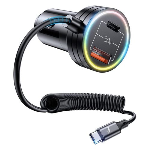 Chargeur De Voiture Mini Usb 60 W Avec Câble Type C 1,2 M, 3 Ports 30 Pd3.0 Qc 3.0