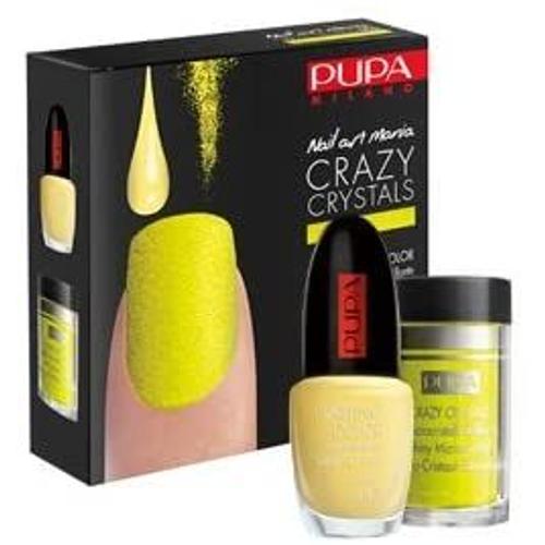 Crazy Crystal Nail Art Vernis Ongles Jaune Strass Paillettes Pupa Milano Jaune