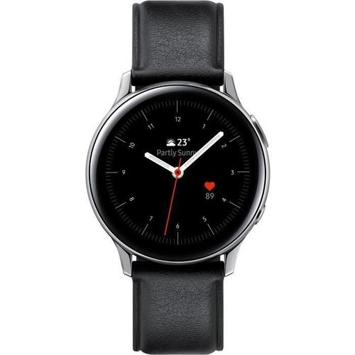 Samsung Galaxy Watch Active 2 - 40 Mm - Acier Inoxydable Argent - Montre Intelligente Avec Bracelet - Cuir - Noir - Affichage 1.2" - 4 Go - Wi-Fi, Nfc, Bluetooth - 37 G