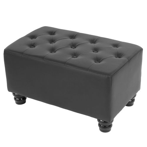 Pouf Pour Fauteuil De Luxe Lounge Relax Chesterfield Similicuir   Pieds Ronds, Noir