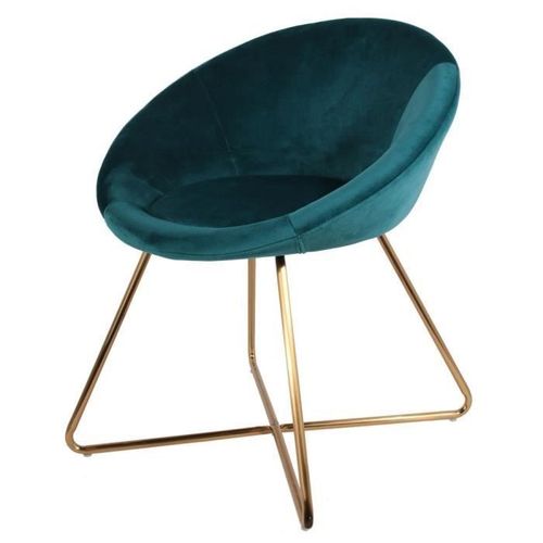 Dina Fauteuil Karl - Tissu Bleu - L 64 X P 63 X H 74 Cm