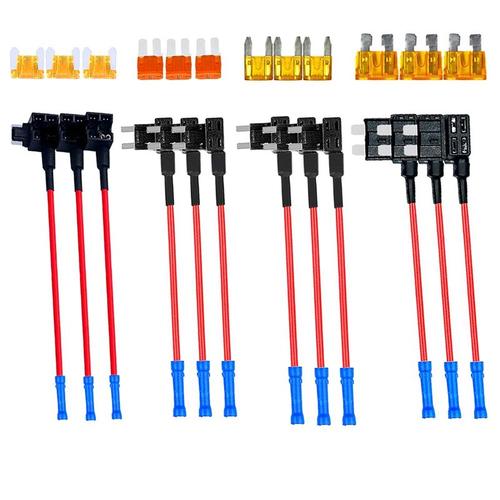 12 Pièces 12v Voiture Add-A-Circuit Fusible Tap Adaptateur Kits Ato/Atc Mini Low-Slot Lame Porte-Fusibles