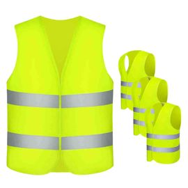 Gilets De Sécurité, 4 Pièces Gilet De Sécurité Jaune Fluo Avec Bandes Réfléchissantes À 360 Degrés Et Boucle En Nylon Gilet Accidentel Lavable Pour Adultes - Taille Standard