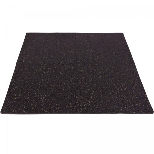 Gorilla Sports - Tapis De Protection En Caoutchouc - 4 Dalles + 8 Embouts De Finition - 1,2 Cm D'épaisseur - Couleur : Noir / Jaune