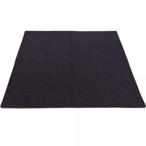 Gorilla Sports - Tapis De Protection En Caoutchouc - 4 Dalles + 8 Embouts De Finition - 1,2 Cm D'épaisseur - Couleur : Noir / Rouge