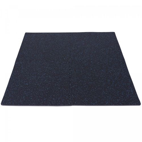 Gorilla Sports - Tapis De Protection En Caoutchouc - 4 Dalles + 8 Embouts De Finition - 1,2 Cm D'épaisseur - Couleur : Noir / Bleu