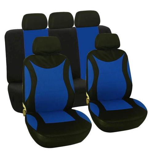 Universel 9pcs / Set Housse De Siège Auto Protecteur Auto Lavable Pour Camion Suv Noir Bleu