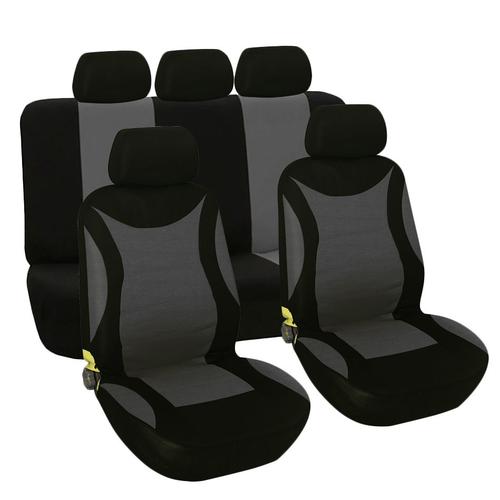 Universel 9pcs / Set Housse De Siège Auto Protecteur Auto Lavable Housse De Siège Pour Camion Suv Noir Et Gris