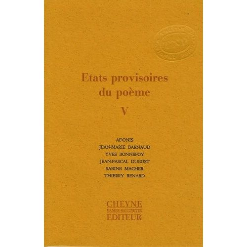 Etats Provisoires Du Poème - Tome 5