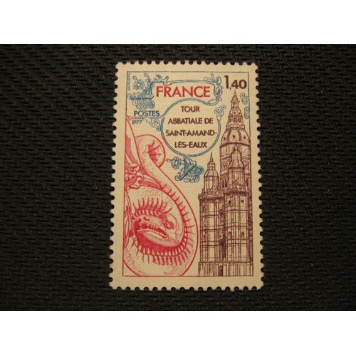 Timbre "Tour Abbatiale De Saint-Amand-Les-Eaux" 1977 - Y&t N°1948