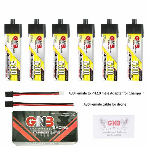Batterie Lihv 1s Gaoneng 3,8v 530mah 90c Avec Connecteur A30 Pour Sub250 Nanofly20 Emax Tinyhawk S Betafpv Beta75x - Lot De 6-Générique