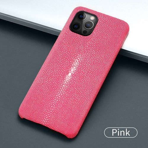 Coque Luxe Iphone Cuir Raie Stingray Galuchat, Couleur: Rose, Smartphone: Iphone 11 Pro Max