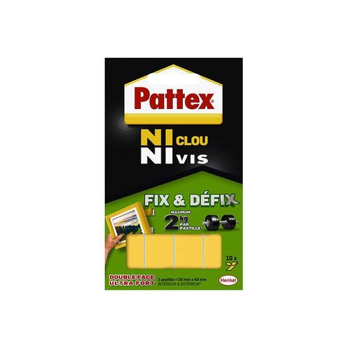 Pack de 2 - Pattex - Adhésif Fixation Ncnv Fix & Defix 10 Pastilles 2Kg 20Mm*40Mm