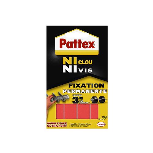 Pack de 2 - Pattex - Adhésif Fixation Ncnv Fixation Permanente 10 Pastilles 3Kg 20Mm*40Mm