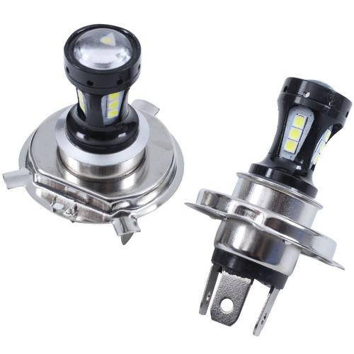 2 Pièces H4 Moto 3030 Led L'ampoule De Phare De Faisceau Haut Et Bas Phare Électrique De Moto 6500k 12-24v 800lm H4 6500k