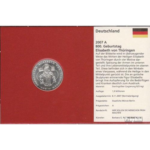 Rfa (Fr.Allemagne) Jägernr: 532 2007 Un Argent Fleur De Coin