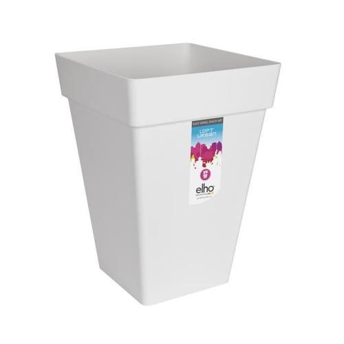 Elho Loft Urban Bac À Fleurs Carré Haut 37 - Blanc - Ø 37 X H 51 Cm - Extérieur - 100% Recyclé