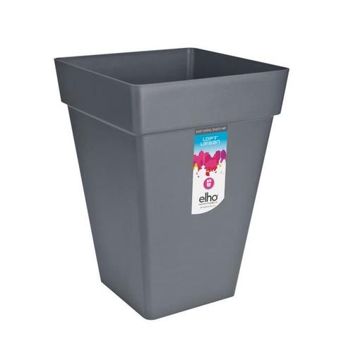 Elho Loft Urban Bac À Fleurs Carré Haut 37 - Noir - Ø 37 X H 51 Cm - Extérieur - 100% Recyclé