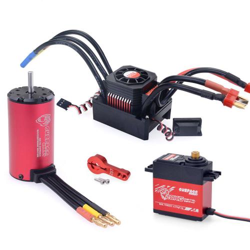 Kit De Mise à Niveau Brushless Moteur Kk4076 Surpass-Hobby 2250kv + Esc Brushless Kk 150a + Servo De 20kg éTendu Pour PièCes De Voiture Rc Et De Bateau-Générique