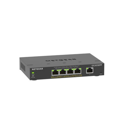 NETGEAR Plus GS305EPP - Commutateur - intelligent - 5 x 10/100/1000 (4 PoE+) - de bureau, fixation murale - PoE+ (120 W)