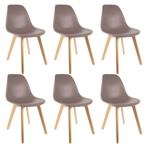 Melya - Lot De 6 Chaises Scandinaves Taupe