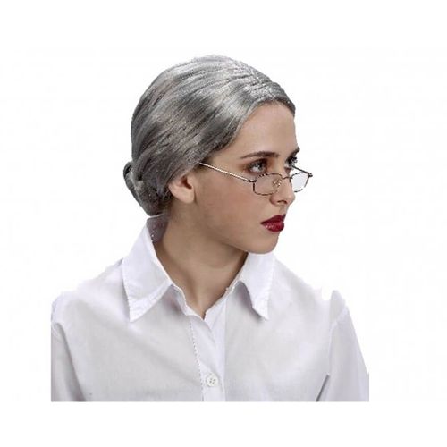 Perruque De Vieille Dame Avec Chignon (Taille Unique)