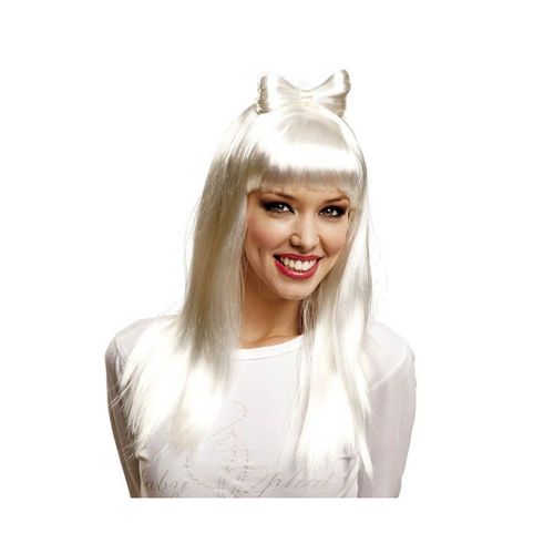 Perruque White Pop Star Diva Avec Noeud (Taille Unique)