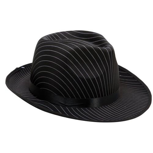 Chapeau De Gangster Noir ? Rayures Blanches (Taille Unique)