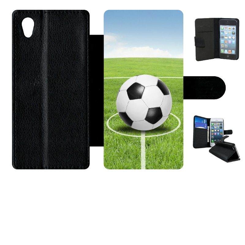 Etui À Rabat Pour Xperia Xa1 - Terrain De Foot - Simili-Cuir - Noir