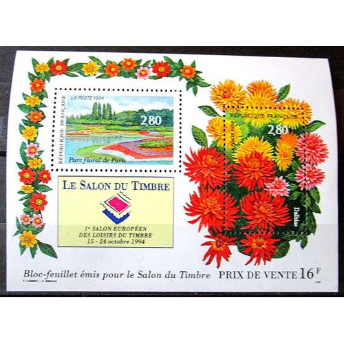 1994. Bf16: Bloc-Feuillet Salon Du Timbre: 1er Salon Européen Des Loisirs Du Timbre.