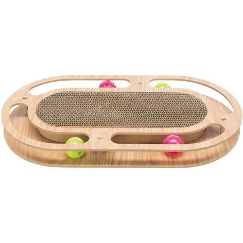 Griffoir Carton Avec Jouet Catnip En Bois 46 X 4 X 25cm
