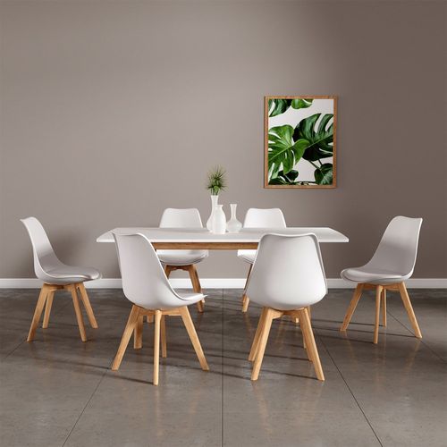 Ensemble Table Extensible 120/160cm Helga Et 6 Chaises Nora Blanc