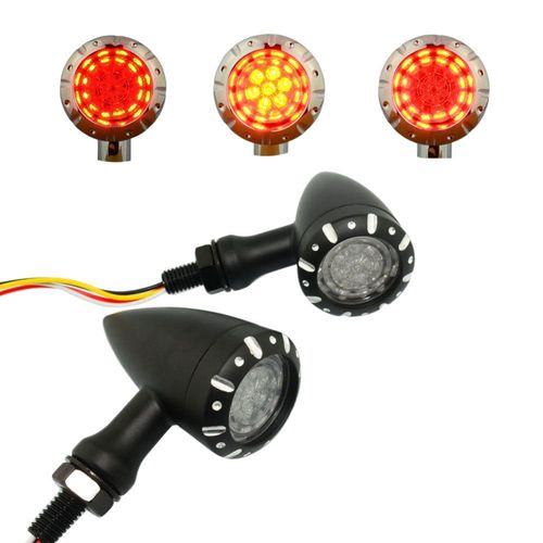 2 Pièces Séries Universel Moto Led Le Clignotant De Frein Le Clignotant Pour Cruiser Voyants Indicateurs De Hacheur (Noir)
