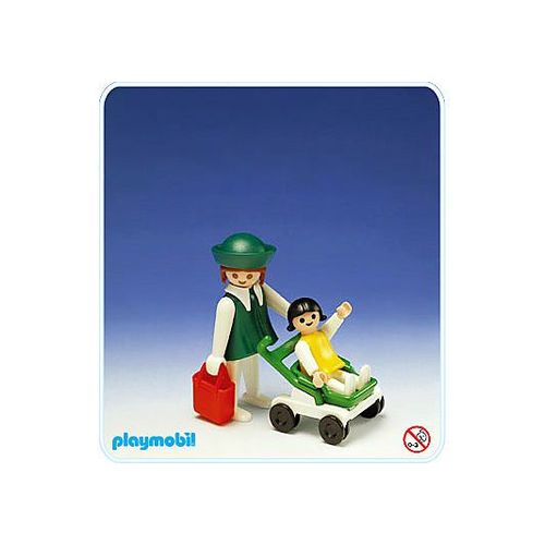 Playmobil Vintage 3597 2 Figurines Maman Et Enfant Avec Poussette