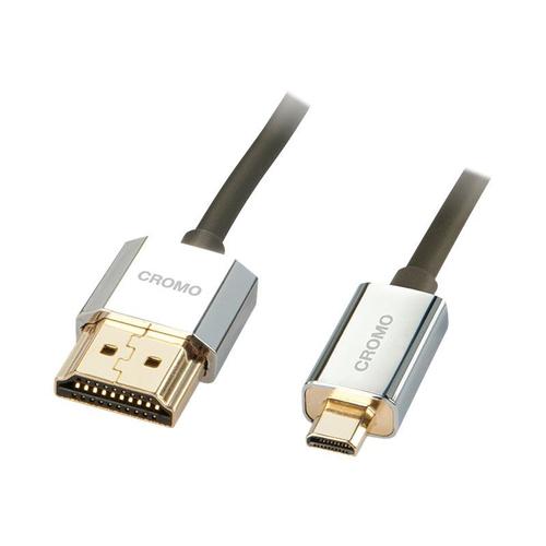 Lindy CROMO Slim High Speed HDMI to micro HDMI Cable with Ethernet - Câble HDMI avec Ethernet - 19 pin micro HDMI Type D mâle pour HDMI mâle - 50 cm - blindé