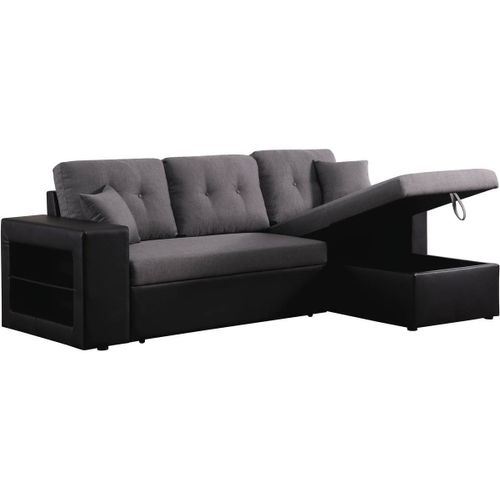 Canapé D'angle Convertible/Réversible "Axel" - 3 Places - Noir/Gris
