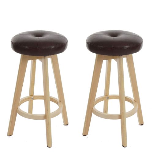 Lot De 2 Tabourets De Bar Navan, Chaise De Bar, Bois Similicuir Pivotant   Bordeaux, Pieds Clairs