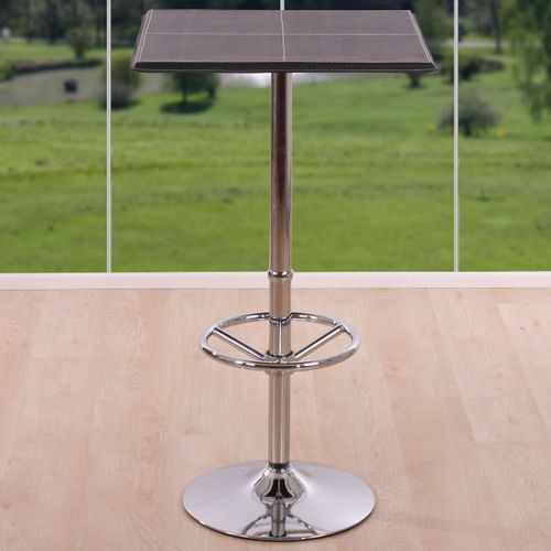 Table De Bar / Table Haute Chicago, Avec Repose-Pied, 63x63x110cm   Noir