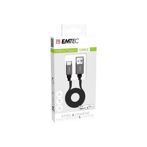 EMTEC T700 - Câble USB - 24 pin USB-C (M) pour 24 pin USB-C (M) - 3 A - 1.2 m - plat