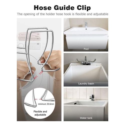 Support de Tuyau de Vidange pour Machine à Laver, Support de Tuyau de Vidange RéGlable, Crochet de Serrage, Clip de Guidage de Tuyau Compatible avec Toutes les Tuyaux de Vidange
