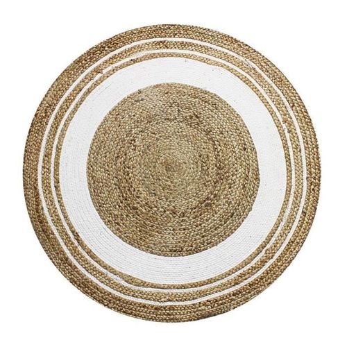 Tapis Cercle Funny Jute - Ø90 Cm - Blanc