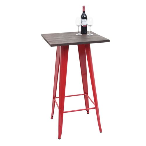 Table Haute Hwc-A73 Avec Plateau En Bois, Table De Bar, Design Industriel En Métal 107x60x60cm   Rouge